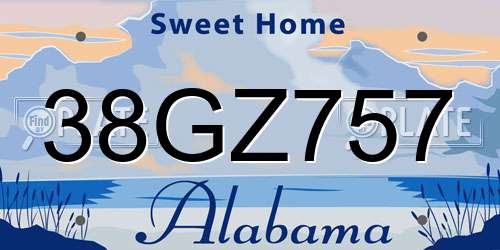 38GZ757 Alabama License Plate