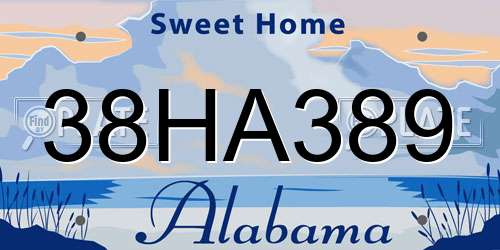 38HA389 Alabama License Plate
