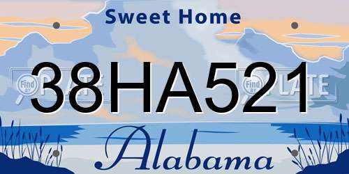 38HA521 Alabama License Plate