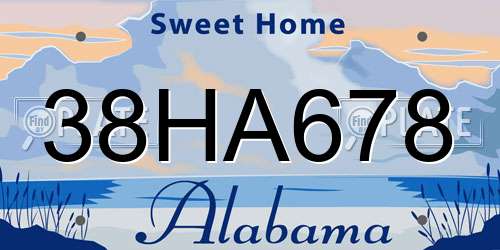 38HA678 Alabama License Plate