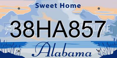 38HA857 Alabama License Plate