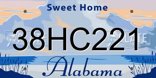 38HC221 Alabama License Plate