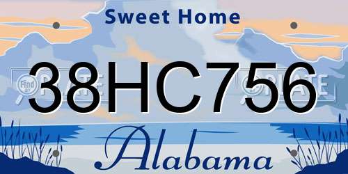 38HC756 Alabama License Plate