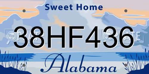 38HF436 Alabama License Plate