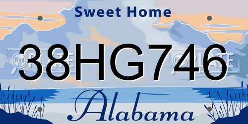 38HG746 Alabama License Plate