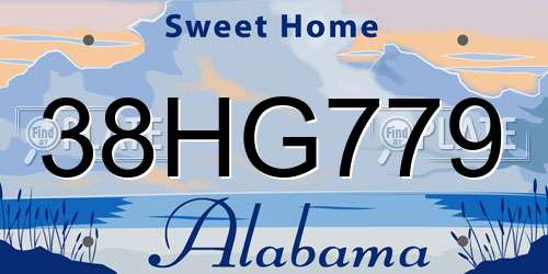 38HG779 Alabama License Plate