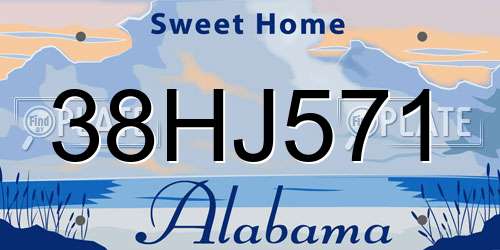 38HJ571 Alabama License Plate