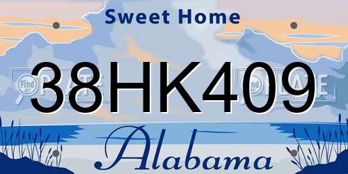 38HK409 Alabama License Plate