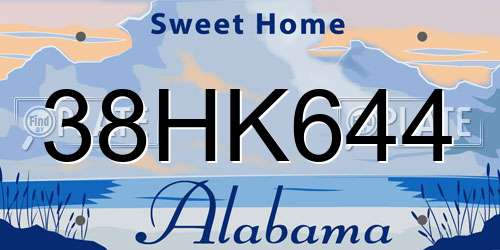 38HK644 Alabama License Plate