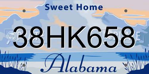 38HK658 Alabama License Plate