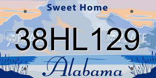 38HL129 Alabama License Plate