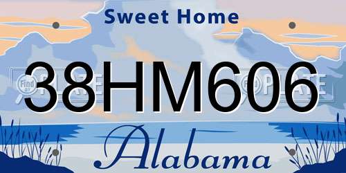 38HM606 Alabama License Plate