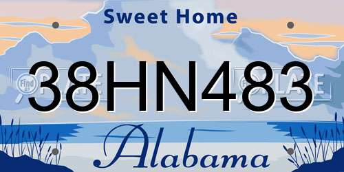 38HN483 Alabama License Plate