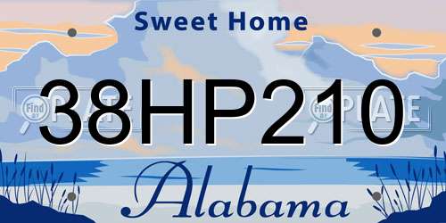 38HP210 Alabama License Plate
