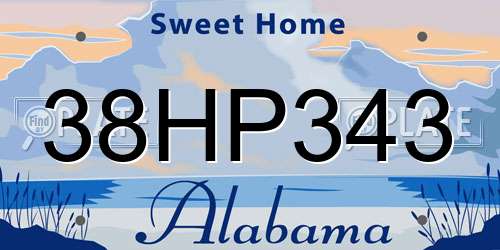 38HP343 Alabama License Plate
