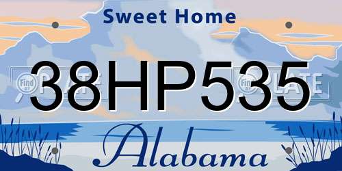 38HP535 Alabama License Plate