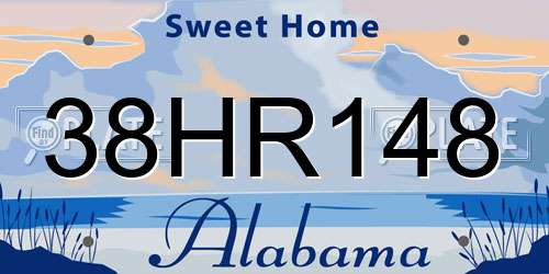 38HR148 Alabama License Plate