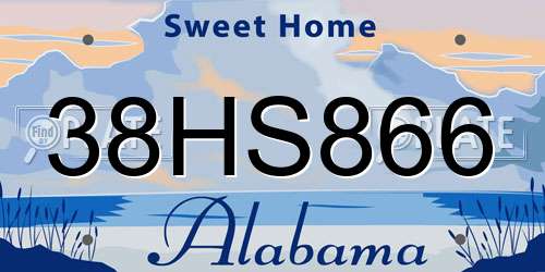 38HS866 Alabama License Plate