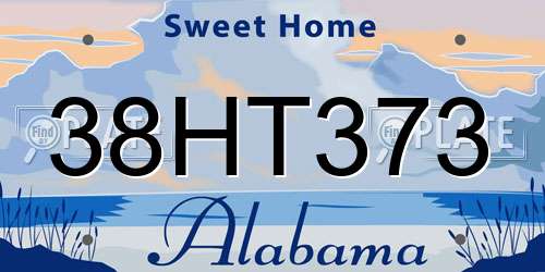 38HT373 Alabama License Plate