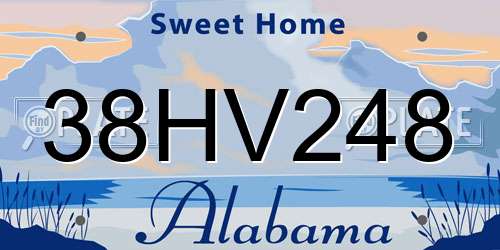 38HV248 Alabama License Plate