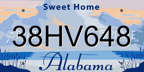 38HV648 Alabama License Plate