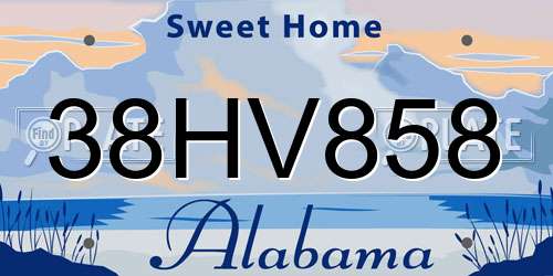 38HV858 Alabama License Plate