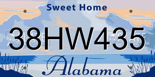 38HW435 Alabama License Plate