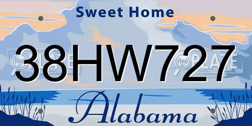 38HW727 Alabama License Plate