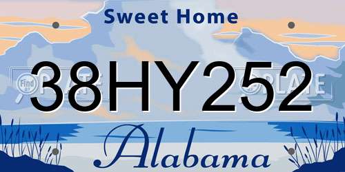 38HY252 Alabama License Plate