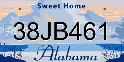 38JB461 Alabama License Plate