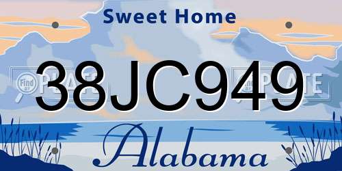 38JC949 Alabama License Plate