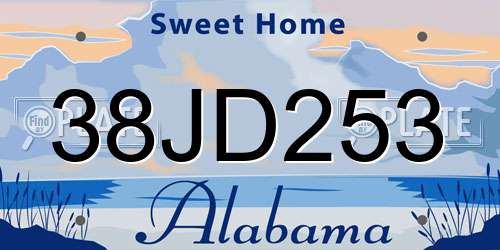 38JD253 Alabama License Plate
