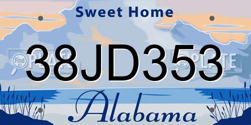 38JD353 Alabama License Plate