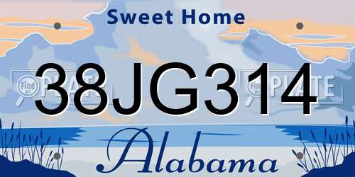 38JG314 Alabama License Plate