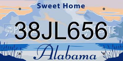 38JL656 Alabama License Plate