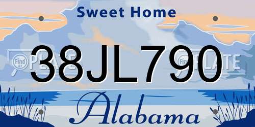 38JL790 Alabama License Plate