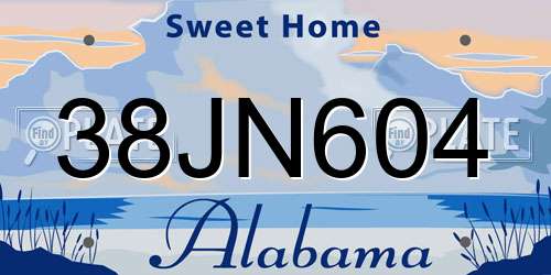 38JN604 Alabama License Plate