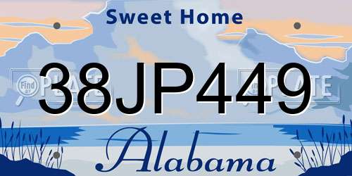 38JP449 Alabama License Plate