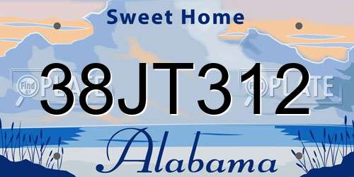 38JT312 Alabama License Plate