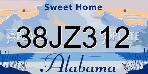 38JZ312 Alabama License Plate