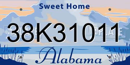 38K31011 Alabama License Plate