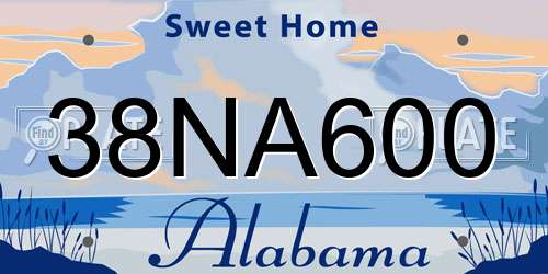 38NA600 Alabama License Plate
