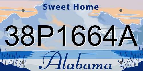 38P1664A Alabama License Plate