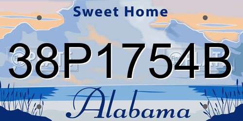 38P1754B Alabama License Plate