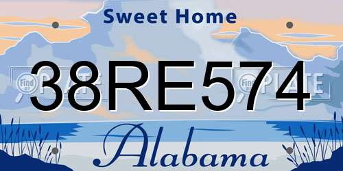 38RE574 Alabama License Plate
