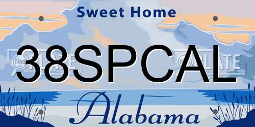 38SPCAL Alabama License Plate