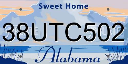 38UTC502 Alabama License Plate