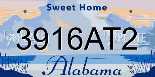 3916AT2 Alabama License Plate
