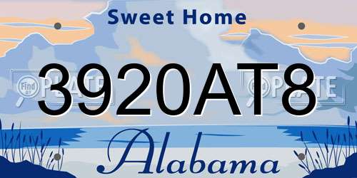 3920AT8 Alabama License Plate