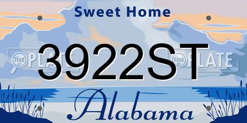 3922ST Alabama License Plate